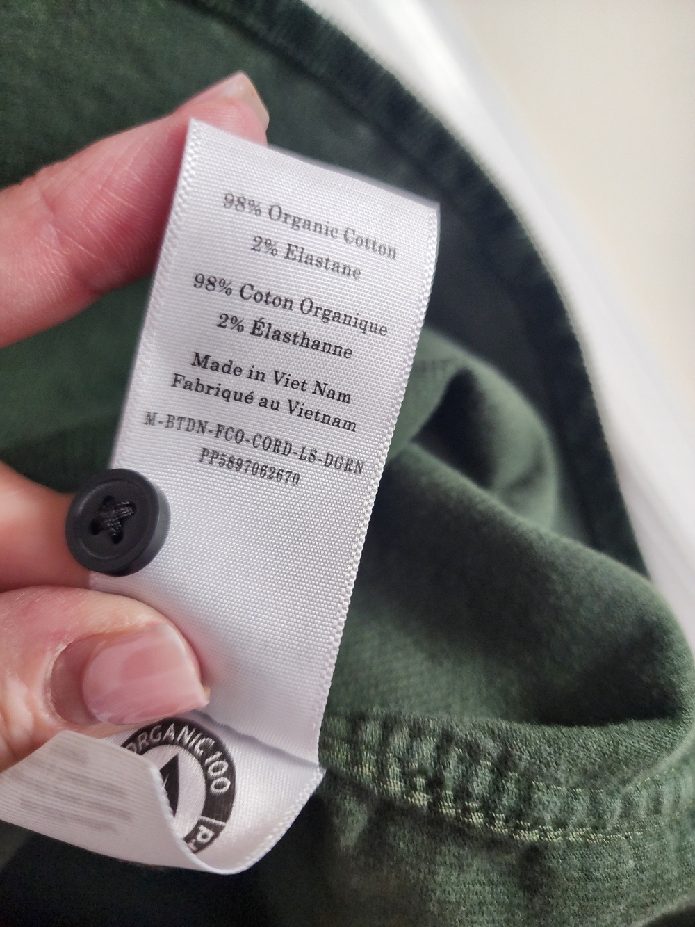 Everlane Men’s Forest Green Corduroy Button-Down Shirt - Picture 4 of 8